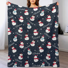 Personalize Christmas Snowman Name Blanket