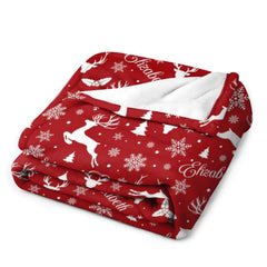Personalied Christmas Reindeer Prints Name Blanket