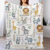 Baby Boy Safari Blanket Personalized Safari Animals Blanket