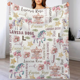 Personalized Baby Blanket, Horse Sherpa Blanket, Personalized Baby Girl Blanket, Floral Horse Theme