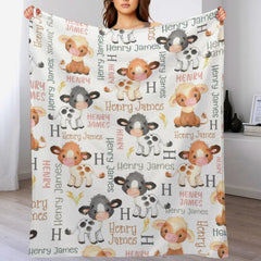 Livraison gratuite✈️Couverture personnalisée avec nom de veau marron noir