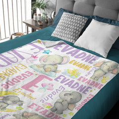 Livraison gratuite✈️Couverture avec nom personnalisé en forme d'éléphant mignon, cadeaux pour bébés, enfants et tout-petits
