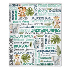 Personalized Woodland Blanket with Name - for Kids Boys Girls Toddler Baby Shower Birthday