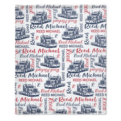 Personalized Semi Truck Baby Boy Blanket, Trucker Name Blanket