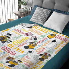 Livraison gratuite✈️Couverture aquarelle personnalisée avec nom, cadeau d'anniversaire pour bébés et enfants, amoureux des robots Galaxy