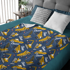 Personalized Yellow Tractor Name Custom Blanket