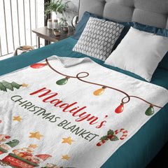 Personalized Christmas Santa Train kids Baby Blanket