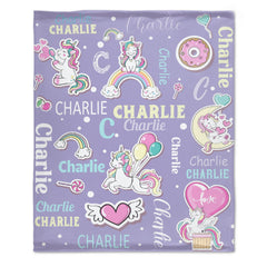 Livraison gratuite✈️Nom personnalisé personnalisé pour bébés filles enfants en bas âge-couvertures licorne arc-en-ciel