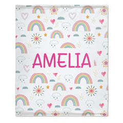 Personalized Custom Name Baby Toddler Rainbow Blanket