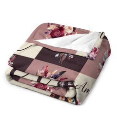 Livraison gratuite✈️Boho Couverture personnalisée pour bébé - Couverture avec nom de bébé - Boho Floral