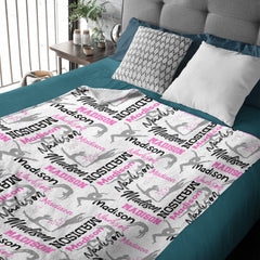 Personalized Gymnastics Blanket, Custom Girl Name