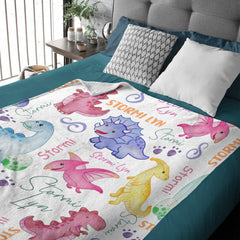 Personalized Dinosaur Blanket Baby - Shower Gift