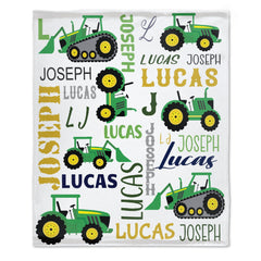 Personalized Farm Tractor Name Custom Blanket