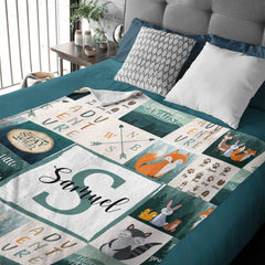 Livraison gratuite✈️Nom personnalisé Couverture de pépinière Woodland personnalisée