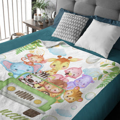 Personalized Custom Baby Name Blanket - Farm Animals Theme