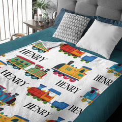 Personalized Line Train Baby Toddler Blanket