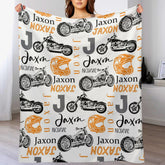 Personalized Motorcycle Theme Custom Name Blanket