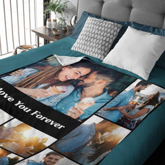 Personalized Photo Text Custom Blanket - For Family Parents Couple