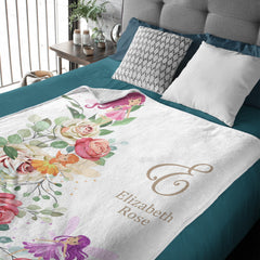 Personalized Custom Name Baby Blanket-Flower Fairy Garden