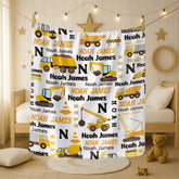 Personalized Construction Trucks Blanket for Kids
