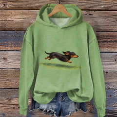 Dachshund With Zoomies Rustic Pet Weenie Unisex Hoodie