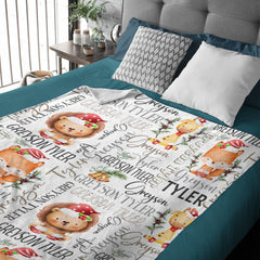 Christmas Safari Name Custom Baby Blanket