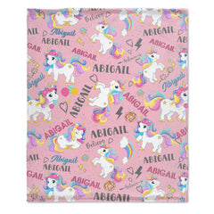 Livraison gratuite✈️Couverture personnalisée avec nom de licorne drôle, noir, rose, personnalisé pour filles
