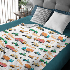 Livraison gratuite✈️Nom personnalisé Couverture de voiture de construction mignonne personnalisée - Cadeaux pour les enfants