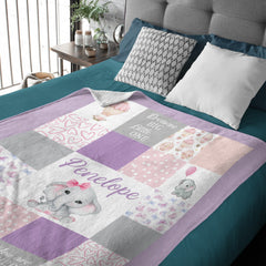 Personalized Blanket - Custom Name - Elephant Blanket