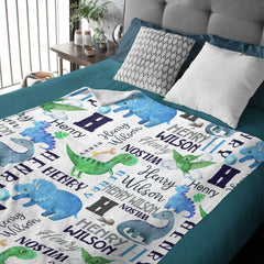 Personalized Dinosaur Name Custom Baby Blanket