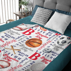 Personalized Custom Baby Name Blanket - Sports Themed Blanket