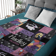 Personalized Halloween Nightmare Before Christmas Baby Name Blanket