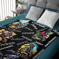 Livraison gratuite✈️Couverture personnalisée avec nom de motocross pour enfants