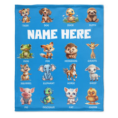 Cute Animal Names Custom Personalized Blanket - Gifts for Kids