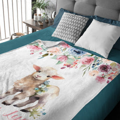 Livraison gratuite✈️Couverture d'agneau avec nom personnalisé pour bébé fille