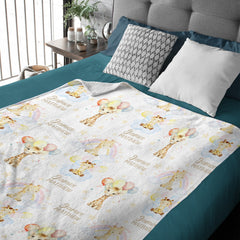 Personalized Rainbow Baby Giraffe Boy Girl Soft Name Blanket