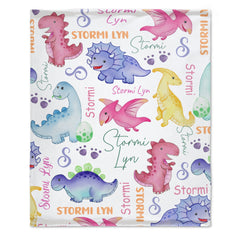 Personalized Dinosaur Blanket Baby - Shower Gift