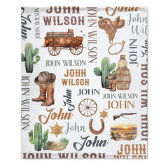 Livraison gratuite✈️Couverture pour bébé avec nom occidental personnalisé, couverture pour bébé Cowboy Cactus personnalisée