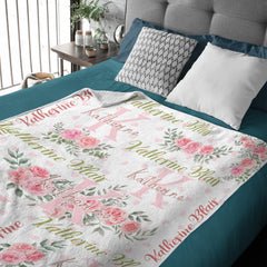 Livraison gratuite✈️Couvertures personnalisées pour bébé pour filles avec nom, couverture pour bébé personnalisée