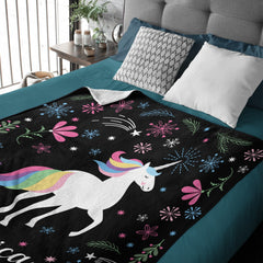 Personalized Unicorn Party Blanket for Girls