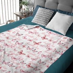 Livraison gratuite✈️Personnalisez la couverture florale de nom de nouveau-né de fille - couverture d'emmaillotage de papillon rose - cadeau de douche de bébé