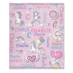 Livraison gratuite✈️Nom personnalisé personnalisé pour bébés filles enfants en bas âge-couvertures licorne arc-en-ciel