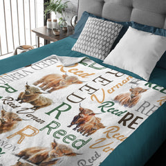 Personalized Name Blanket - Highland Cow Blanket - Personalized Baby Blanket