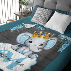 Custom Baby Blanket for Baby Boy Girls - Personalized Purple Elephant Flower Design for Kids Toddler Swaddling Birthday Gifts