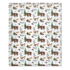 Livraison gratuite✈️Cadeau d'emmaillotage personnalisé avec nom de bébé - Couverture d'emmaillotage pour nouveau-né avec animaux de la forêt, accessoire photo