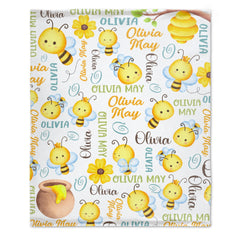 Personalized Honey Bee Name Blanket