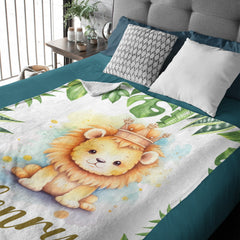 Personalized Customized Name Baby Blanket - Baby Lion
