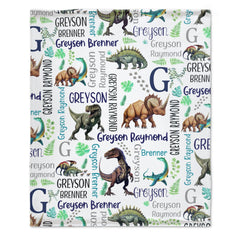 Personalized Dinosaur Blanket - Custom Dinosaur Name Blanket