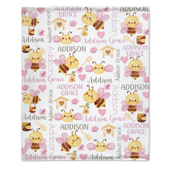 Personalized Name Baby Blanket Bumble Honey Bee