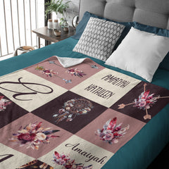 Livraison gratuite✈️Boho Couverture personnalisée pour bébé - Couverture avec nom de bébé - Boho Floral